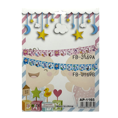 Baby Shower Flag Banner Garland - 10ft Decorative Pennant Bunting for Gender Reveal, Birthday Party, and Nursery Decor (Available in Pink & Blue)