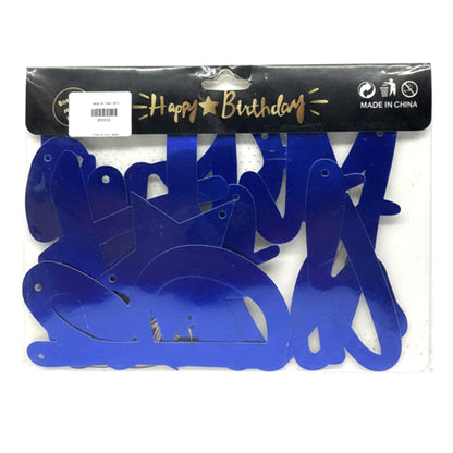 Premium Glitter "Happy Birthday" Banner – Shimmering Letter Bunting Party Decoration for All Ages – Easy to Hang (Blue, Gold & Silver)