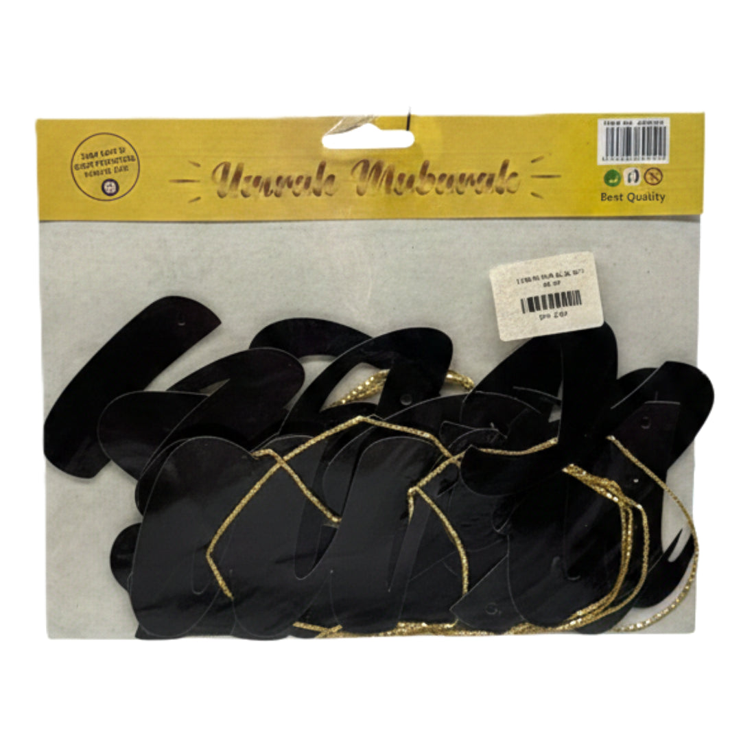 Premium Umrah Mubarak Black & Gold Banner | Elegant Script Calligraphy Hanging Garland for Home Welcome Decorations & Party Supplies
