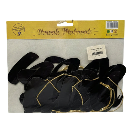 Premium Umrah Mubarak Black & Gold Banner | Elegant Script Calligraphy Hanging Garland for Home Welcome Decorations & Party Supplies