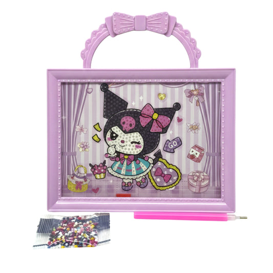Kuromi Sanrio DIY Diamond Painting Art Kit - Purple Carrying Case Frame with Rhinestones & Tools for Kids & Teens