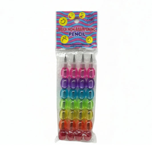 Retro Stackable Pop-a-Point Pencils - 4 Pack Rainbow Non-Sharpening Multi-Point Pencils for Kids, Goodie Bag Stuffers & School Supplies