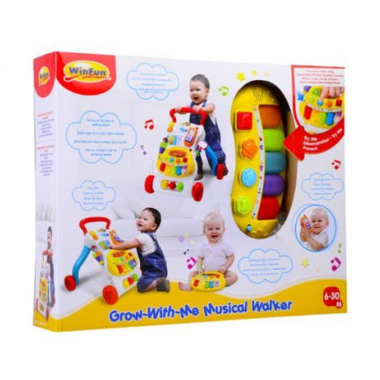 WinFun Grow-With-Me Musical Walker – 2-in-1 Baby Sit-to-Stand Learning Center