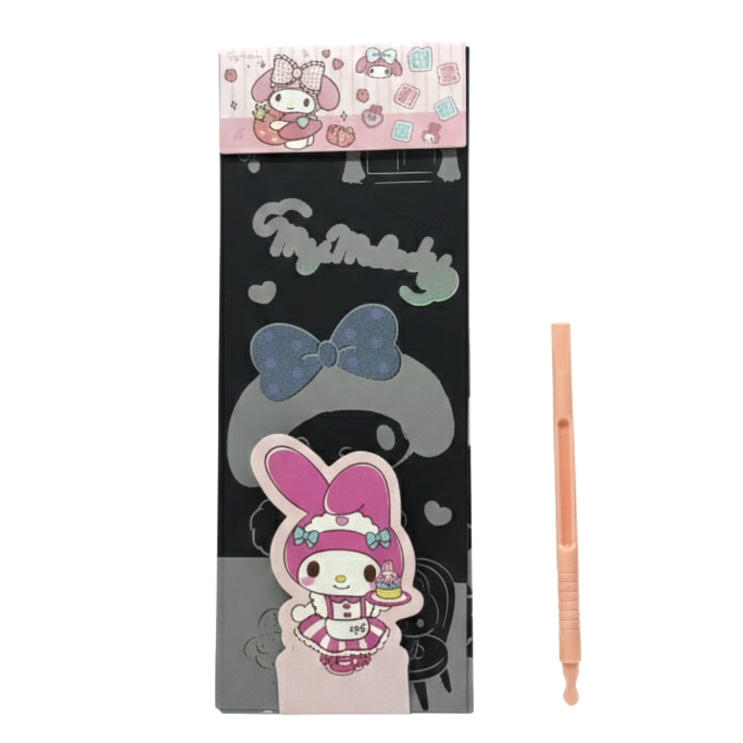 Sanrio My Melody Magic Scratch Art Set - Holographic DIY Stationery Kit with Stylus