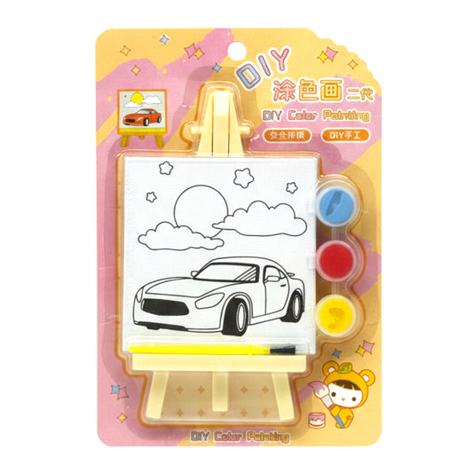 DIY Mini Canvas & Easel Painting Kit - Creative Art Set for Kids (Sports Car Edition)