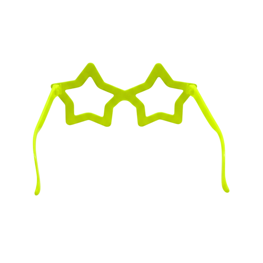 Neon Star Party Glasses – Retro Oversized Star-Shaped Novelty Shades | Single Pack – Choose Your Color