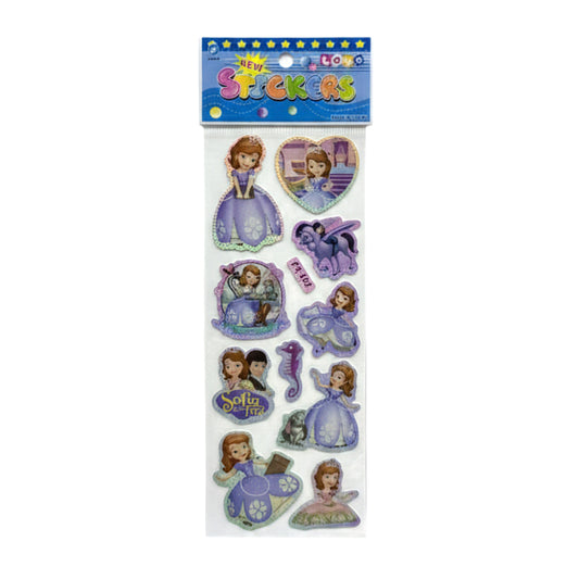 3D Puffy Sofia the First Glitter Stickers – Sparkly Foam Princess Stickers for DIY Crafts, Party Favors, & Rewards – (Pack of 1)