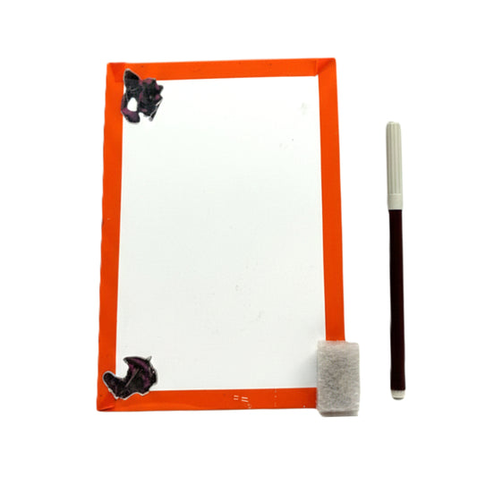 Mini Magnetic Desktop Whiteboard Set – Portable Small Dry Erase Board with Orange Frame, Marker, and Eraser for Home Office & Kids’ Study