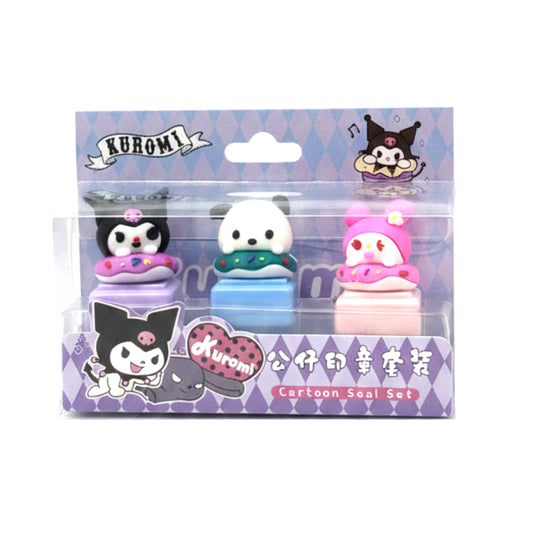 Kuromi and Friends 3-Piece Cartoon Donut Stamp Set – Kawaii Stationery Kit