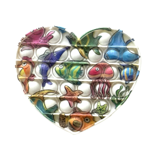 Ocean Friends Heart-Shaped Pop Fidget Toy – Stress Relief & Sensory Play