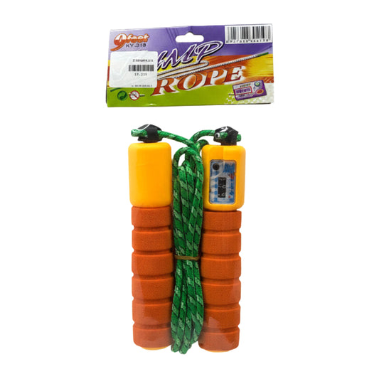 9ft Adjustable Skipping Rope with Comfortable Foam Grips – Green & Orange