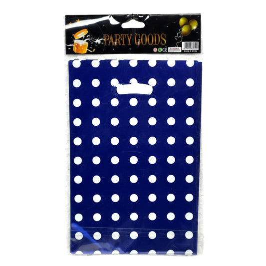 10-Pack Large Polka Dot Party Favor Bags – Heavy Duty Plastic Gift Bags with Die-Cut Handles for Birthdays, Weddings, and Events