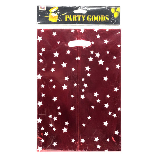 Pack of 10 Large Metallic Star & Polka Dot Party Favor Bags - Assorted Designs