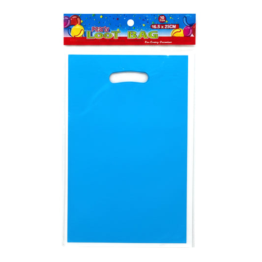 10-Pack Medium Party Loot Bags (16.5 x 25cm) – Durable Plastic Goodie Bags with Handles for Birthdays, Events, and Gift Favors