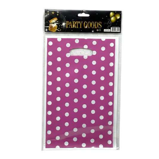 10-Pack Polka Dot Party Favor Bags with Handles – Medium Plastic Gift Treat Bags (16.5 x 25 cm) for Birthdays, Weddings & Celebrations