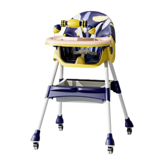 3-in-1 Convertible Baby High Chair with Wheels & Adjustable Feeding Tray