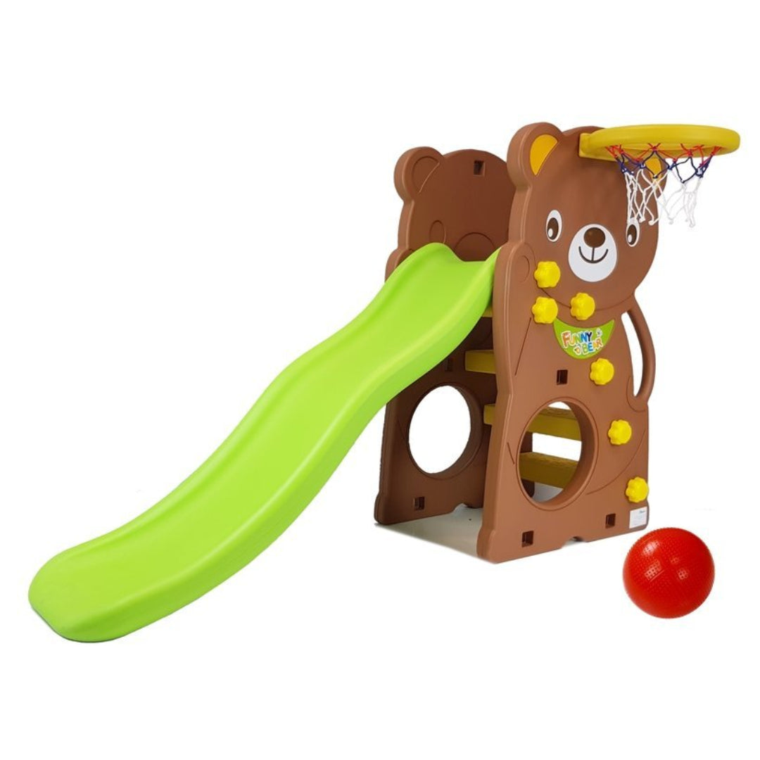 Infantes Teddy Bear 2-in-1 Kids' Slide & Basketball Hoop Set