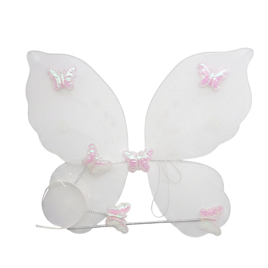 Sparkling White & Pink 3-Piece Fairy Butterfly Costume Set for Girls