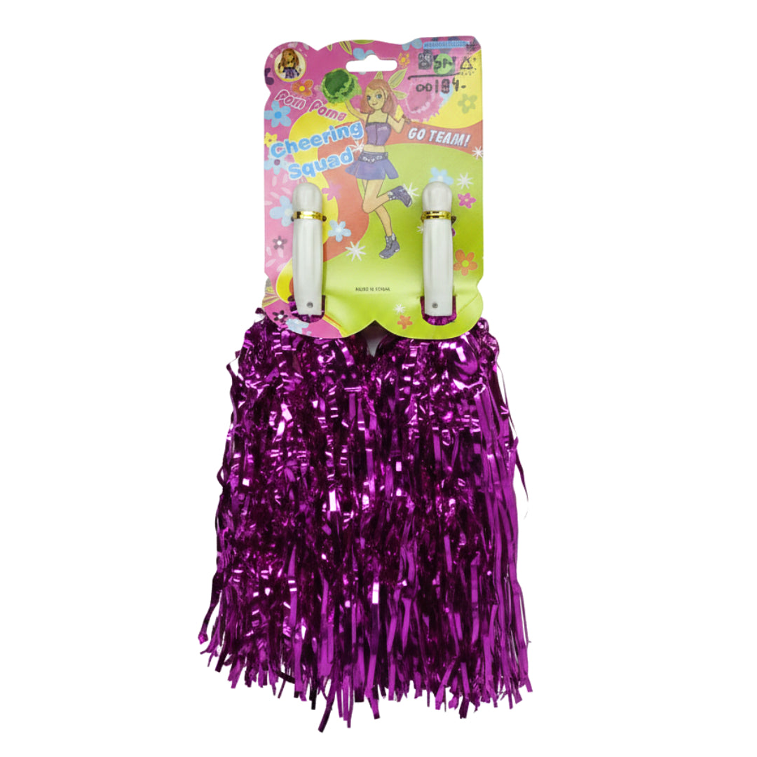 Metallic Cheerleading Pom Poms - Set of 2 Professional Cheering Squad Accessories