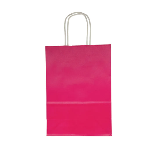 Premium Hot Pink Kraft Paper Gift Bags with Twisted Handles – Eco-Friendly Party Favor Bags (Large & Small Sizes Available)