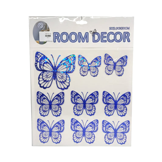 Elegant 3D Hollow Butterfly Wall Decal Set - Metallic Glitter Room Decor (9 Pieces)