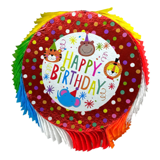 Vibrant Jungle Safari Animals Rainbow Birthday Piñata