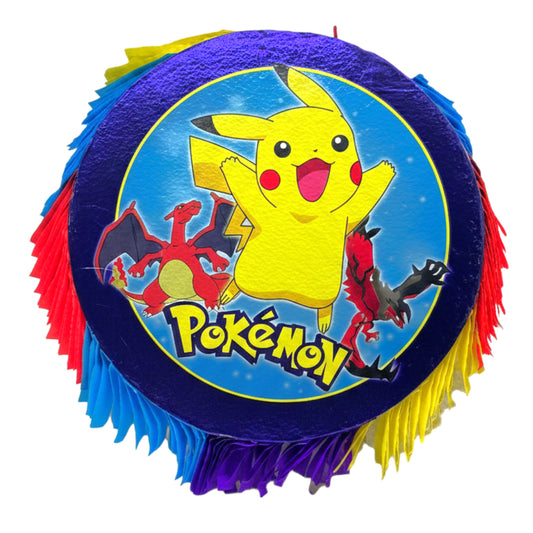 Round Pokémon Party Piñata - 18" Character Design Featuring Pikachu, Charizard, & Yveltal - Vibrant Birthday Party Game & Decoration
