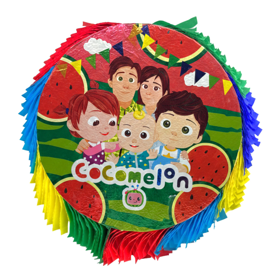 Cocomelon Round Party Piñata – 18" Deluxe Birthday Pull-String/Hit Piñata for Kids – Featuring JJ and Family