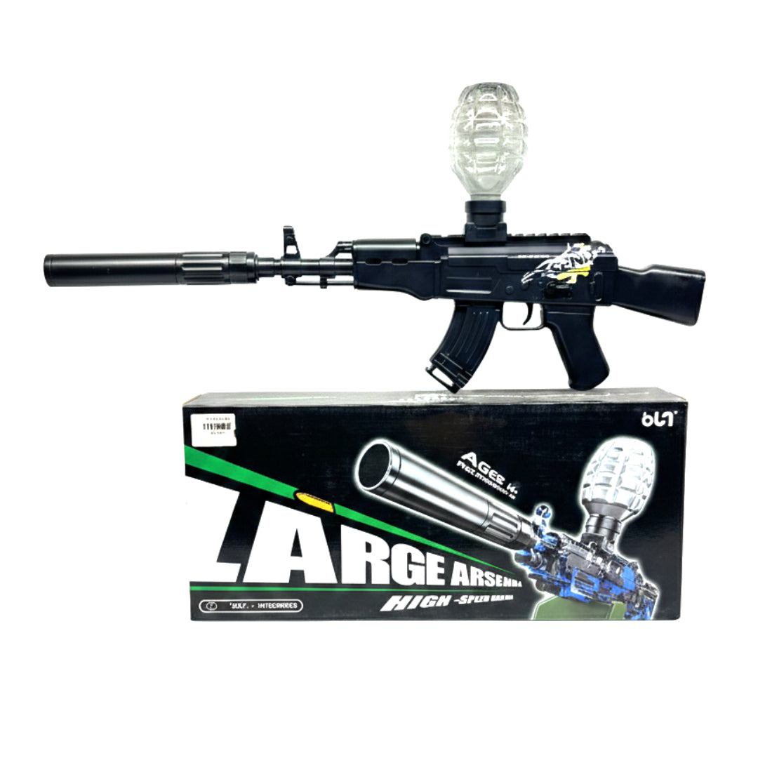 AK-47 Electric Gel Ball Blaster – High-Speed Automatic Toy Gun with Grenade Hopper, Rechargeable Battery, and 1000+ Gel Beads – Tactical Splatter Ball Blaster for Outdoor Team Games