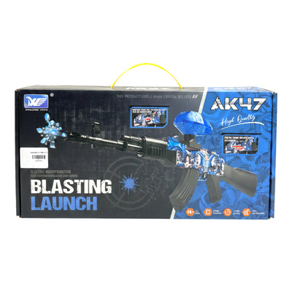 Electric AK-47 Gel Ball Blaster - Automatic Splatter Ball Gun with Rechargeable Battery, 7-8mm Water Beads, and Realistic Wood Grain Finish for Outdoor Games