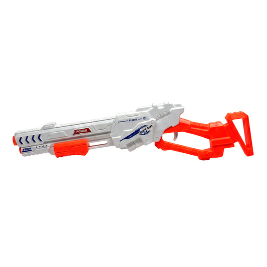 Air Blaster Foam Dart Gun Toy Set for Kids - Pump Action Toy Rifle with 10 Soft Foam Darts, 3 Target Cans, and Standing Target – White & Orange