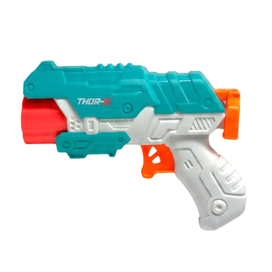 Thor-X Fierce Up Foam Dart Blaster Toy Gun – Manual Soft Bullet Pistol with 6 Suction Darts for Kids – Teal and White Edition