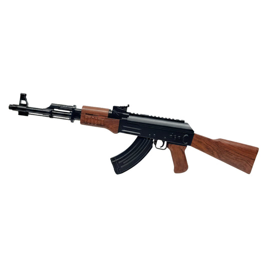 Electric AK-47 Gel Ball Blaster - Automatic Splatter Ball Gun with Rechargeable Battery, 7-8mm Water Beads, and Realistic Wood Grain Finish for Outdoor Games