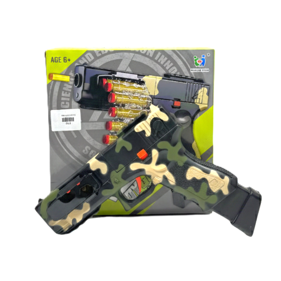 Shell-Ejecting Toy Foam Blaster – Realistic Camo Edition Soft Bullet Pistol with Magazine & 10+ Darts – Outdoor Combat Game Toy