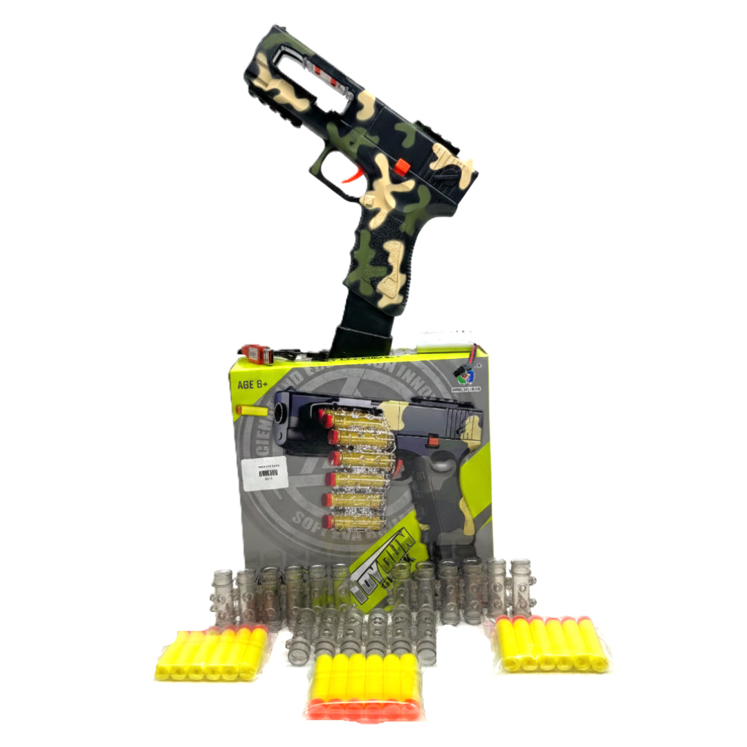 Shell-Ejecting Toy Foam Blaster – Realistic Camo Edition Soft Bullet Pistol with Magazine & 10+ Darts – Outdoor Combat Game Toy