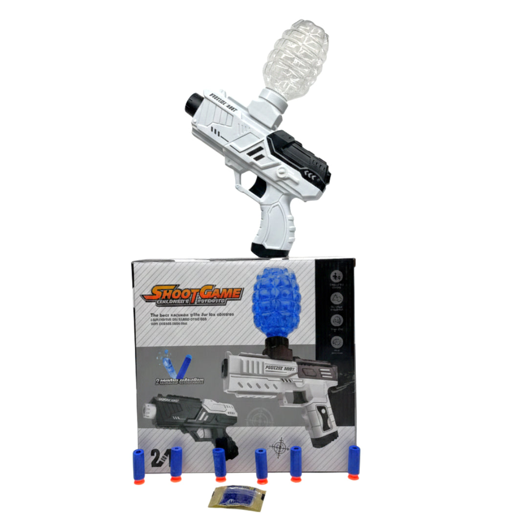 2-in-1 Electric Gel Ball Blaster & Soft Foam Dart Gun - Dual-Mode Toy Pistol with Water Beads & 6 Darts