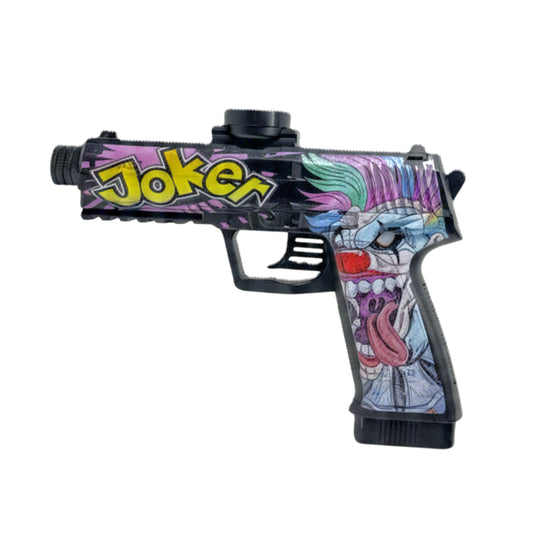 Electric Gel Ball Blaster Toy Gun – Joker Edition Automatic Water Bead Pistol with Tactical Face Mask, Rechargeable Battery, and Safety Goggles – Outdoor Backyard Shooting Game