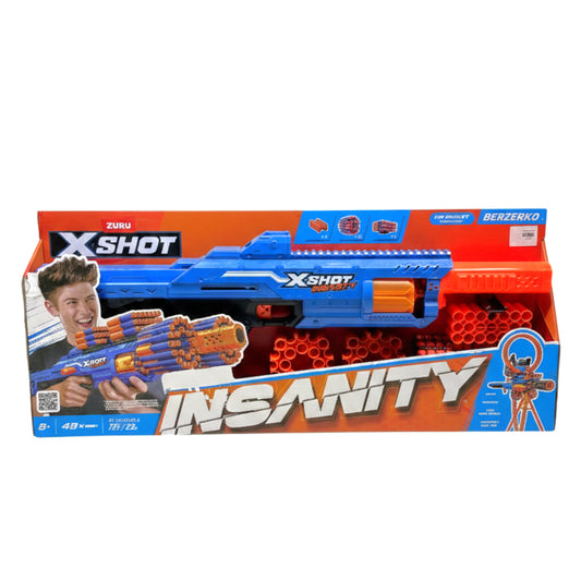 ZURU X-Shot Insanity Berzerko Foam Dart Blaster – Includes 48 Air Pocket Technology Darts, Modular Storage & 8-Dart Rotating Barrel