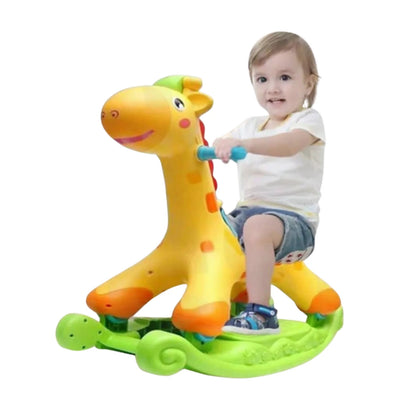 2-in-1 Rocking Giraffe & Ride-On Toy for Toddlers – Musical Rocker with Removable Base, Rolling Wheels, and Built-in Storage