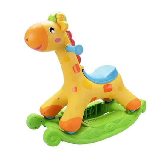 2-in-1 Rocking Giraffe & Ride-On Toy for Toddlers – Musical Rocker with Removable Base, Rolling Wheels, and Built-in Storage