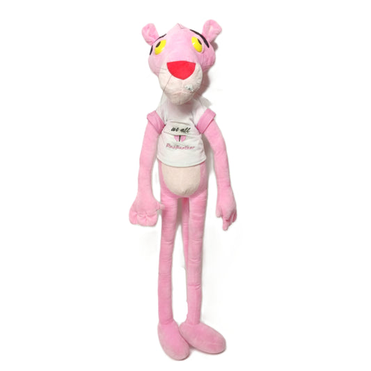 Classic Pink Panther Plush Stuffed Animal Toy – Large 18-Inch Standing Figure with White "Pink Panther" Graphic Tee