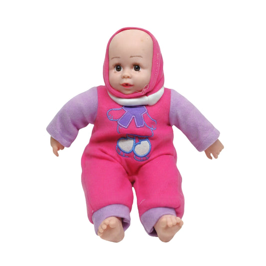 Soft Plush Baby Doll for Toddlers - 12-Inch Realistic My First Baby Doll in Pink and Purple Onesie - Cuddly Stuffed Toy for Girls and Boys