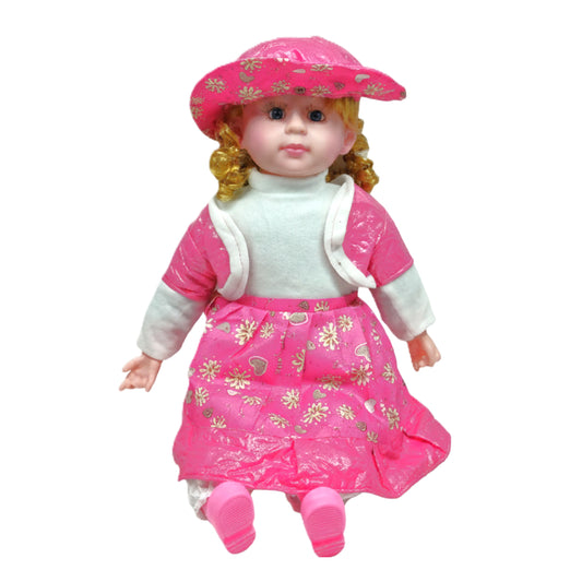 18-Inch Elegant Princess Doll – Pink Floral Dress & Matching Sun Hat – Sweet Heart Collection