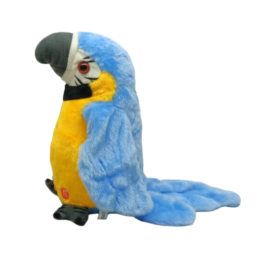 Interactive Talking Macaw Parrot Plush Toy - Electric Repeat-Back Blue & Gold Macaw