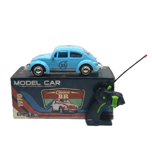 1:18 Scale Classic Blue Volkswagen Beetle RC Car – Vintage 1970s Style Remote Control Model Car with Pistol Grip Transmitter