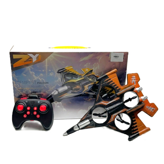 ZY Tempest Falcon RC Fighter Jet Drone – 2.4GHz Remote Control Quadcopter with 360° Flips, LED Lights, and One-Key Takeoff – High-Speed Stunt Aircraft for Kids & Beginners