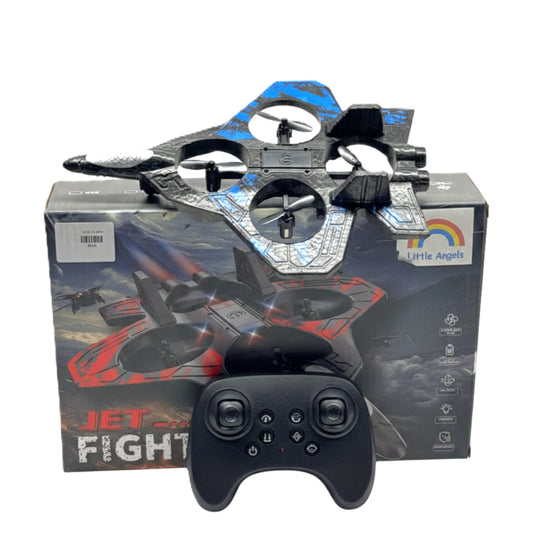 2-in-1 RC Jet Fighter Drone | Remote Control EPP Foam Quadcopter for Kids & Beginners | 2.4GHz High-Speed Flying Aircraft with Stunt Flip Mode (Blue/Black)