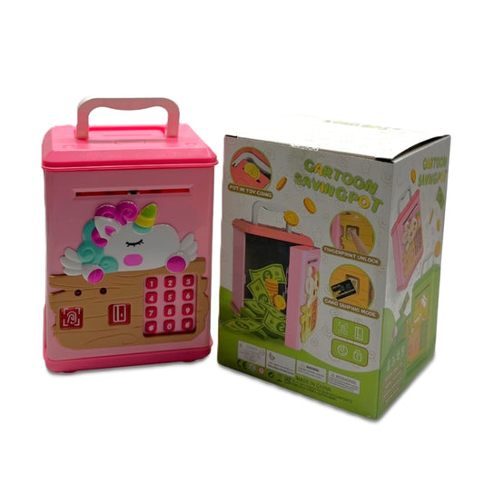 Unicorn Electronic Piggy Bank for Girls – Cartoon Saving Pot with Fingerprint Unlock, Digital Password Safe, and Card Swiping Mode