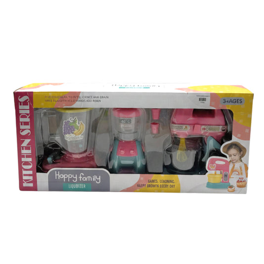 Happy Family Kitchen Series Toy Set – 3-in-1 Blender, Juicer, and Stand Mixer Playset for Kids