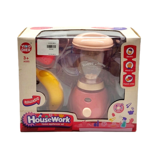 Ying Dier Kids' Electric Toy Blender Set - Pink "HouseWork" Kitchen Playset with Toy Fruit